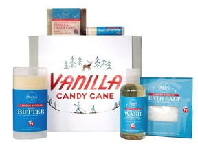Vanilla-candy cane gift sets from Rocky Mountain Soap Co.