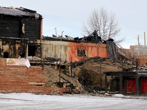 The aftermath of a large fire at Symons Valley Ranch in Calgary on Friday, Jan. 27, 2017.
