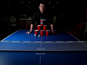 Calgary student Andrew Borys, 21, at his parents home in Calgary, Alta., on Sunday January 29, 2017, is a master at beer pong and is off to the World Series of Beer Pong in Las Vegas after his beer pong videos go viral. Leah Hennel/Postmedia
