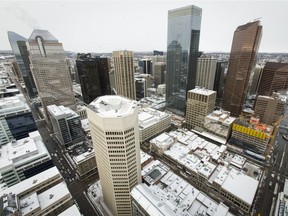 Downtown Calgary is seen from the Calgary Tower observation deck on Thursday, Jan. 5, 2017. Calgary's residential and non-residential property assessment base has dropped to $303 billion, according to city assessors, a $6-billion year-over-year decline, largely due to the soaring downtown office vacancy rate.