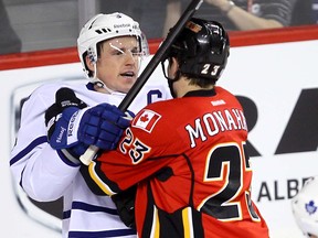 Calgary Flames Sean Monahan and Toronto Maple Leafs Dion Phaneuf.