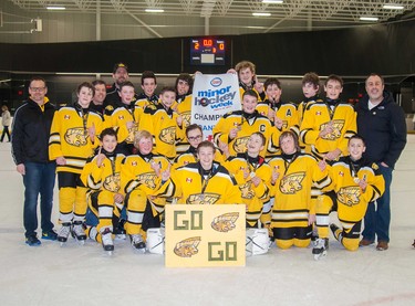 The Bow River Bruins claimed the Bantam 5 title in the Esso Minor Hockey Week.