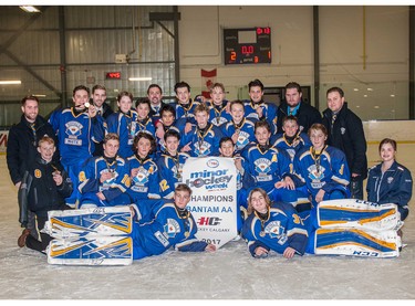 CRAA White won the Bantam AA division title in Esso Minor Hockey Week.