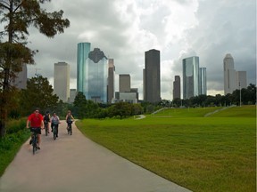 The beautiful 160-acre Buffalo Bayou Park is a great place to walk, cycle and explore.