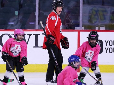 Olympic gold medalist Cassie Campbell-Pascall coaches novice level girls in the Scotiabank Girls HockeyFest at the Saddledome in Calgary on Sunday January 8, 2017.