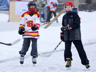 Kids take part in the second annual SKATE THE LAKE fundraiser for Canadian Children’s Brain Cancer Foundation at McKenzie Lake on Sunday January 22, 2017. The foundation was started by John and Shawna Feradi after they lost their eight year-old son Jordan to brain cancer in 2012. Jordan’s determination and the boy’s tireless love of hockey were the inspiration for Skate the Lake, which sees many of Jordan’s hockey and school friends taking part.