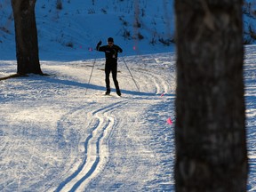A cross-country skier enjoys the late afternoon while skiing at Confederation Golf Course on Thursday January 25, 2017