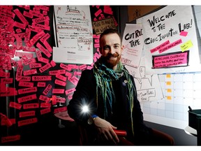 Kristofer Kelly-Frere, posed in the city's Civic Innovation YYC lab on February 9, 2017.