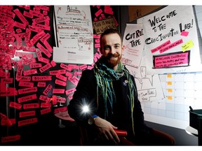 Kristofer Kelly-Frere, City of Calgary business strategist, works with the city's new Civic Innovation YYC project. The initiative is scheduled to launch to the public on February 9, 2017.