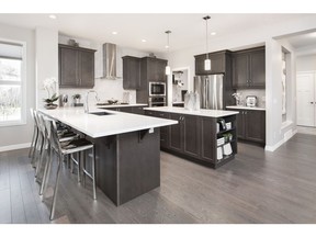 The kitchen in the Emerge show home by Jayman Built in Legacy.