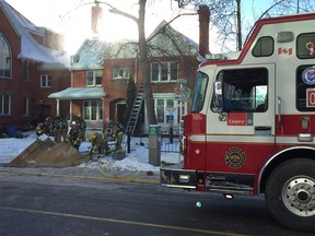 Fire crews are on scene at a building next to the First Baptist Church.