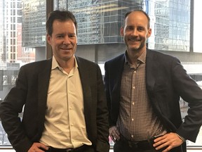 Jeff Hyde, senior-vice president development for Western Canada, left, and Scott Taylor, executive vice-president real estate Western Canada, are leading the Calgary office of newly formed QuadReal Property Group.