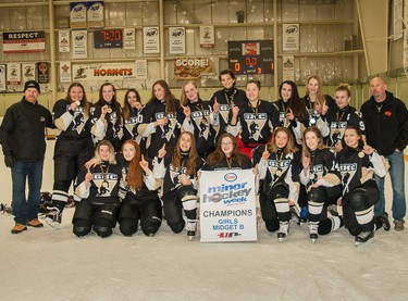 GHC 2 Red prevailed in the Midget B Girls division at Esso Minor Hockey Week.