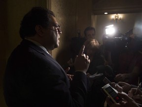 Calgary Mayor Naheed Nenshi speaks with reporters following a news conference at the Federation of Canadian Municipalities meetings in Ottawa, Friday, January 20, 2017.