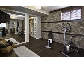 The gym in the Richmond show home by Calbridge Homes in the community of Legacy.