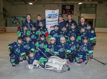 The Springbank Rockies 3 Green won the Novice 3 North championship during Esso Minor Hockey Week.