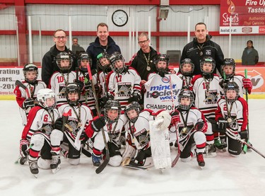 The Trails West Wolves 3 White earned the Novice 3 South championship during Esso Minor Hockey Week.