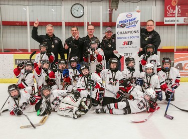 The Trails West Wolves 4 White won the Novice 4 South championship during Esso Minor Hockey Week.
