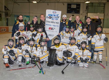 The Calgary Saints 5 earned the Novice 6 North crown during Esso Minor Hockey Week.
