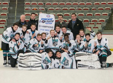 The Simons Valley Storm 1 earned the Pee Wee 1 division title during Esso Minor Hockey Week.