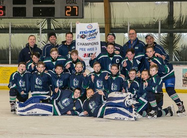 The Midnapore Mavericks earned the Pee Wee 3 division crown during Esso Minor Hockey Week.