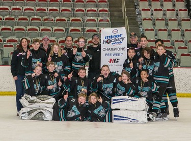 The Simons Valley Storm 5 claimed the Pee Wee 7 division crown during Esso Minor Hockey Week.