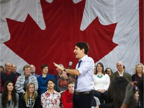 Prime Minister Justin Trudeau spoke to a packed town hall in Peterborough, Ont., on Jan. 13, 2017.