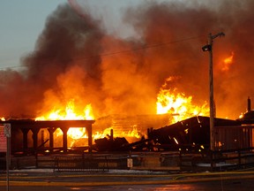 Fire rages at Symons Valley Ranch on January 26, 2017.