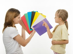 In the most common forms of colour blindness, a child  finds it hard to distinguish between red and green colours. They also have a hard time to detect purple and brown colours.