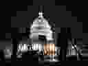 Media gather outside the U.S. Capitol Building on Jan. 20, 2017 in Washington, DC. for the swearing in of Donald Trump. 