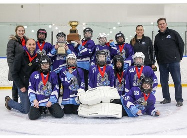 The Edmonton Warriorz of the Ring captured the U12 C division at the Esso Golden Ring ringette tournament held in Calgary. Photo by Shannon Hutchison.