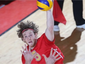 University of Calgary outside hitter Curtis Stockton set a school record with 40 kills in a comeback win over the MacEwan University Griffins on Saturday. (File)