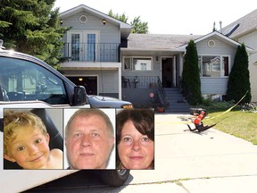 Nathan O'Brien and Alvin and Kathy Liknes are shown over a photograph of the Parkhill home where they were last seen.