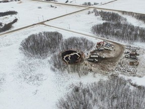 A pipeline owned by Tundra Energy spilled approximately 200,000 litres (200 cubic metres) of oil on farmland owned by the Ocean Man First Nation near Stoughton, Sask. The leak was discovered on Jan. 20, 2016. Photo provided by Indigenous and Northern Affairs Canada.