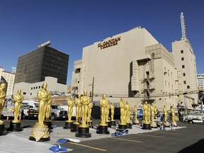 Oscar statues for Sunday&#039;s 89th Academy Awards red carpet stand in a parking lot near Hollywood Boulevard on Wednesday, Feb. 22, 2017, in Los Angeles. (Photo by Chris Pizzello/Invision/AP)