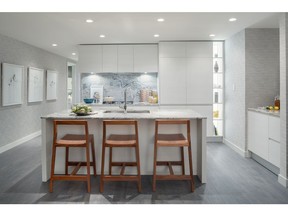 An artist's render of the kitchen in one of the condos offered at Park Point, by Qualex-Landmark.