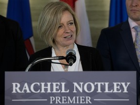 Premier Rachel Notley speaks about recent roundtable discussions she has been having with business leaders in advance of her trip to Washington, D.C., at the Federal Building in Edmonton Friday Feb. 17, 2017. Photo by David Bloom