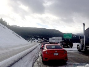 Adam Henderson snapped this photo of stranded vehicles on the Coquihalla Highway Friday morning. Freezing rain and heavy snow closed every major highway in southern B.C. Thursday night and into early Friday morning. [PNG Merlin Archive]   Adam Henderson / submitted ORG XMIT: POS1702101135131078