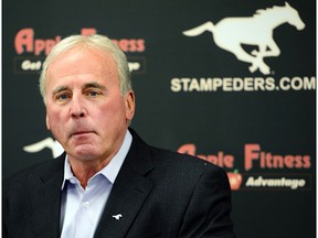 Calgary Stampeders president and general manager John Hufnagel talks free agency needs and recent signings at McMahon Stadium in Calgary, Alta., on February 13, 2017.