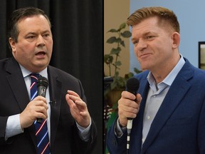 Alberta PC leadership candidate Jason Kenney and Wildrose Party leader Brian Jean.