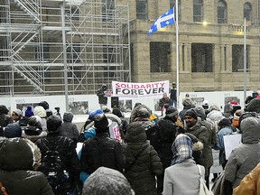 In solidarity with Quebec City, hundreds from all different faith backgrounds and races came together at Calgary City Hall for a rally against racism organized by the Islamic Supreme Council and Muslims Against Terror on February 3. RYAN MCLEOD FOR POSTMEDIA CALGARY