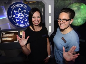 Left, Lisa Rollins and Kat Dornian from Telus Spark show off the newly completed Star Trek The Starfleet Academy Experience.