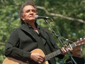 Johnny Cash performs at a benefit concert in Central Park in New York in 1993. The Ship and Anchor and Oak Tree Tavern both pay tribute to the man in black on Saturday.