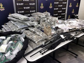 ALERT released this image of items seized in a drug investigation in Lethbridge.