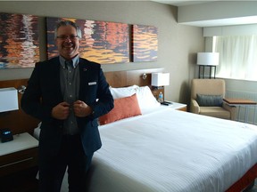 Mark Rheaume, vice-president of Hospitality Inns, in one of the newly renovated rooms at Delta Hotels by Marriott Calgary South.