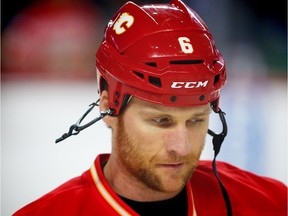 Calgary Flames Dennis Wideman was a healthy scratch for Tuesday's game against the Nashville Predators. (Al Charest)