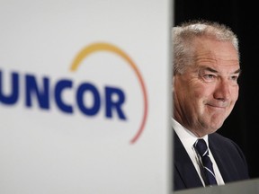 Steve Williams, president and CEO of Suncor Energy, smiles before addressing the company's annual meeting in Calgary, Thursday, April 28, 2016.THE CANADIAN PRESS/Jeff McIntosh ORG XMIT: JMC104