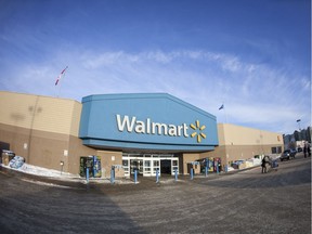 The front entrance of the Walmart in downtown Fort McMurray Alta. on Friday January 13, 2017. Walmart Canada was hit with 174 counts of Public Health Act violations Friday relating the handling of food at their Fort McMurray store following May's wildfire. Robert Murray/Fort McMurray Today/Postmedia Network
