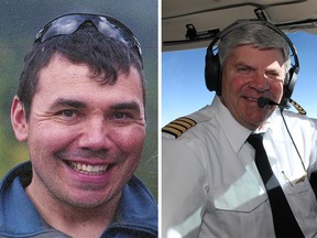 Jeffrey Bird (left) and Reynold "Reyn" Johnson (right) were killed when their small passenger plane crashed northwest of Cochrane on Feb. 13.