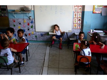 Young students at Project Favela, an early childhood school in the Rocinha favela, the largest favela in Rio de Janerio, Brazil on Tuesday September 13, 2016.
